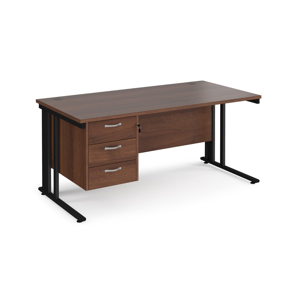 Maestro 800mm Deep Straight Cable Management Leg Office Desk with Three Drawer Pedestal